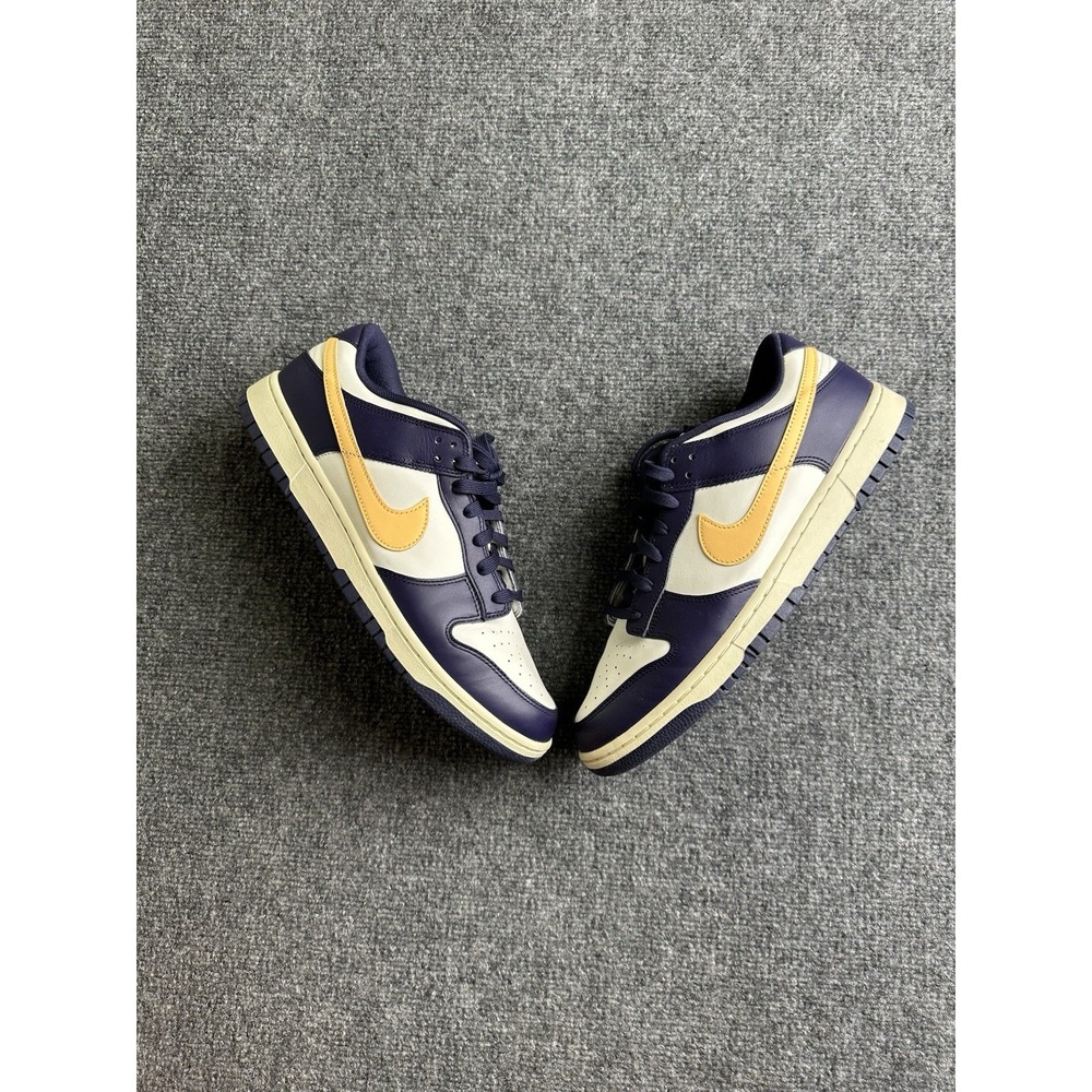 Mens Nike Dunk Low From Nike To You Navy White Yellow Sneakers, Size 12